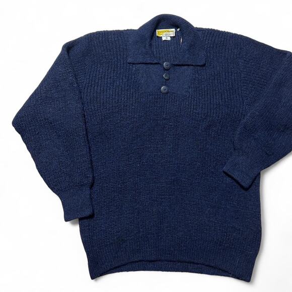 Artesanías Pachamama 100% Alpaca Wool Hand Knit Polo Sweater Jumper Medium - Picture 2 of 7